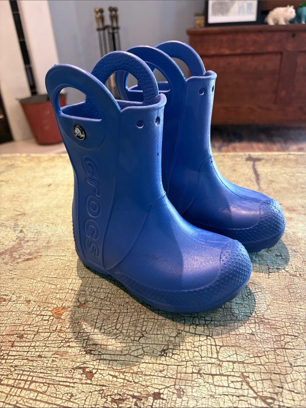 Crocs Handle It Rain Boots Kids C9 Blue Pull On Waterproof Boots